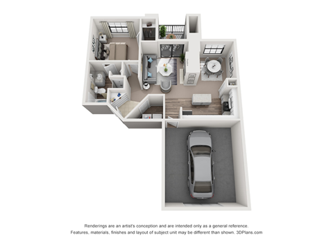 One Bedroom One Bathroom Floorplan 796